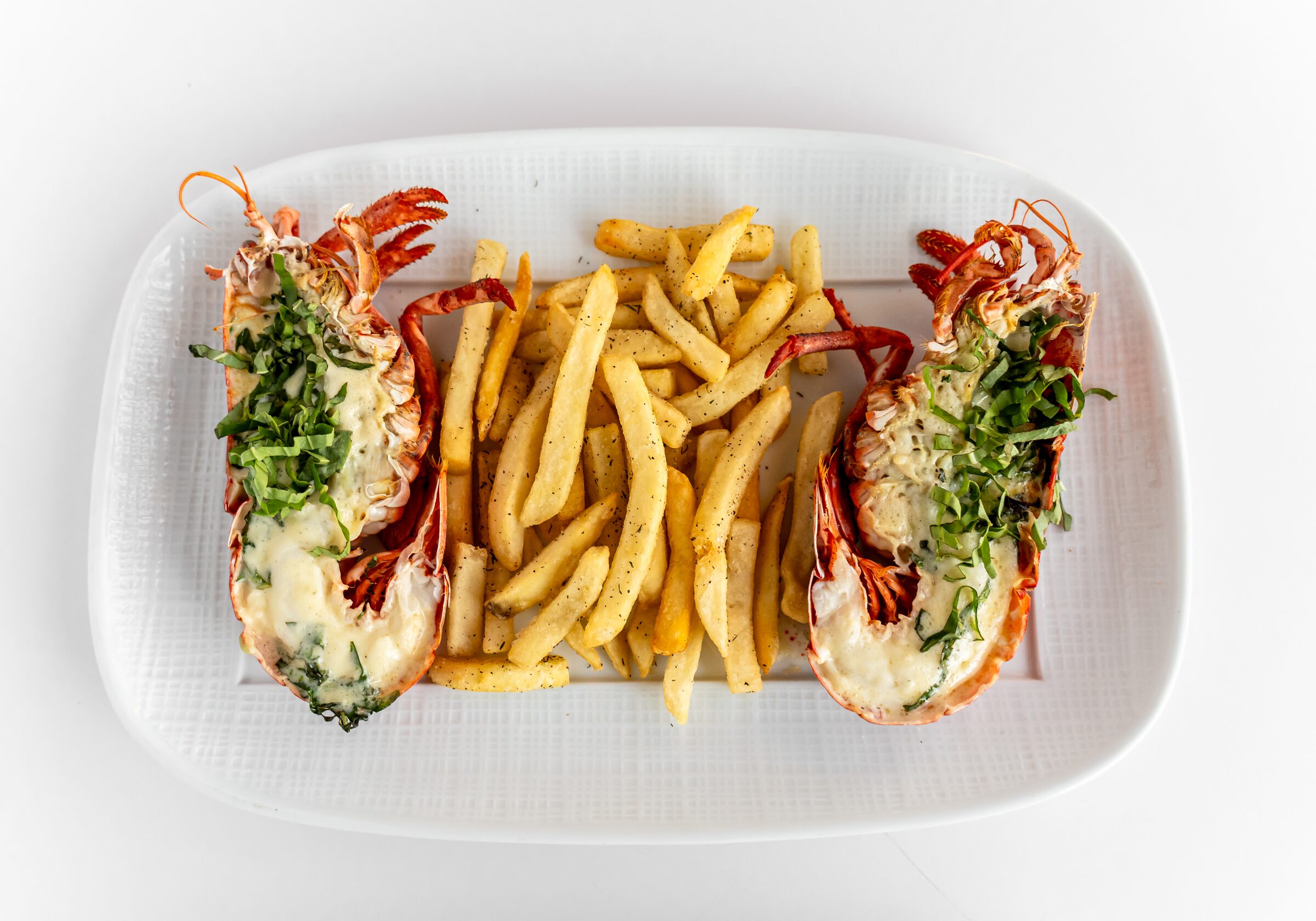 Lobster tails and frites at Vincent Market Bistro